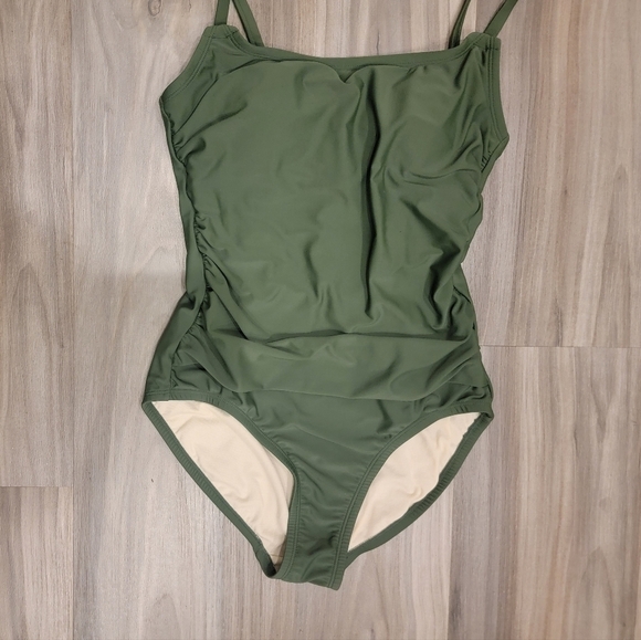 Strappy Olive Green 1Pc Swimsuit - Picture 3 of 8